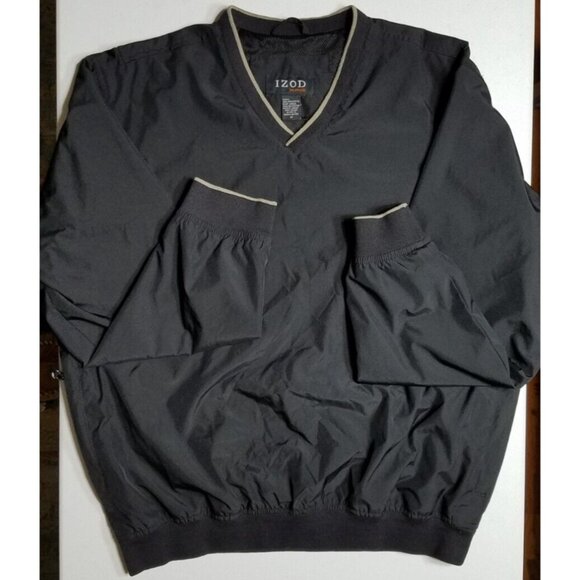 IZOD XFG Long Sleeve V-Neck Black Mesh Lined Golf Windbreaker Pullover Men's M - Picture 1 of 10